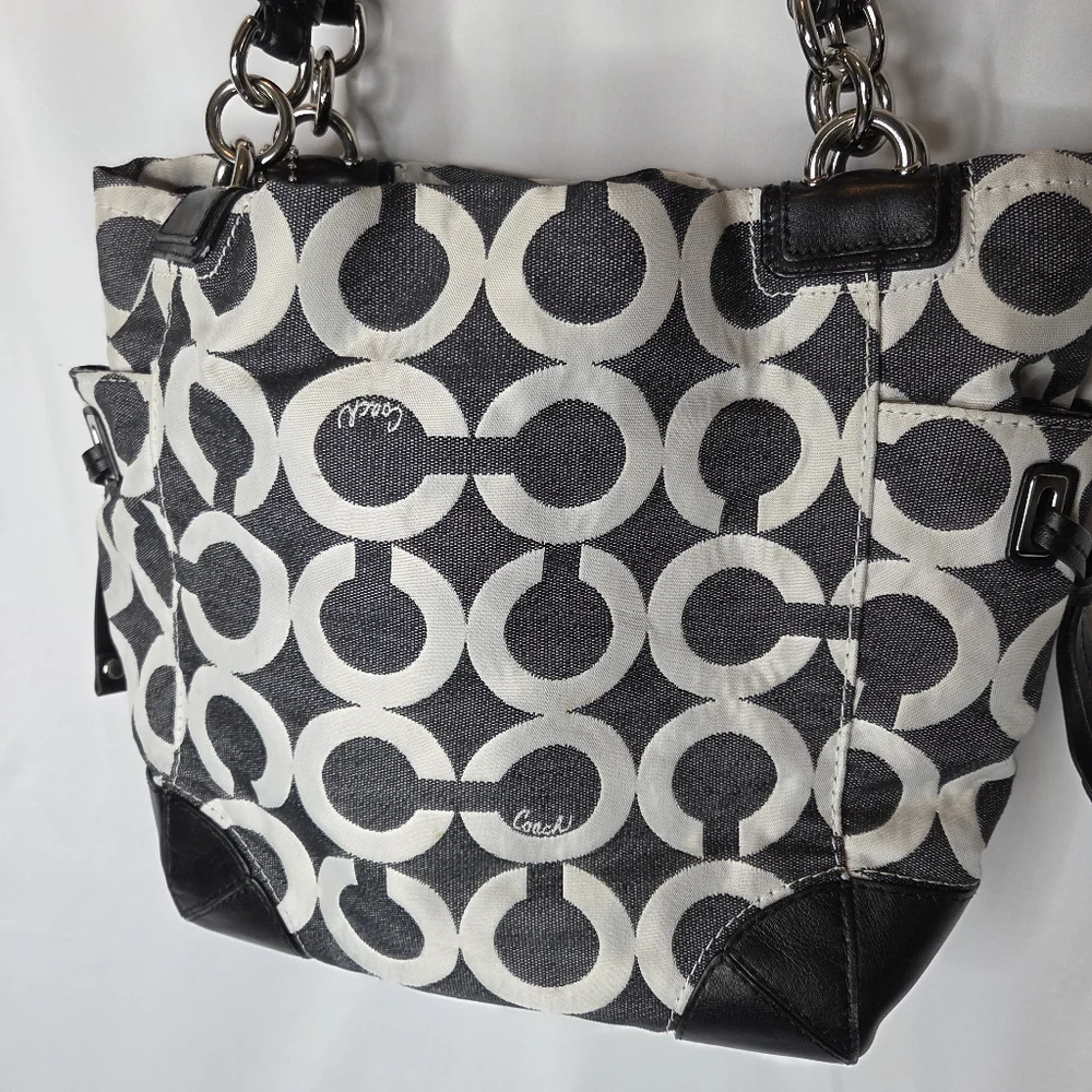 Coach Black and White Signature Purse OP Art - Picture 3 of 13